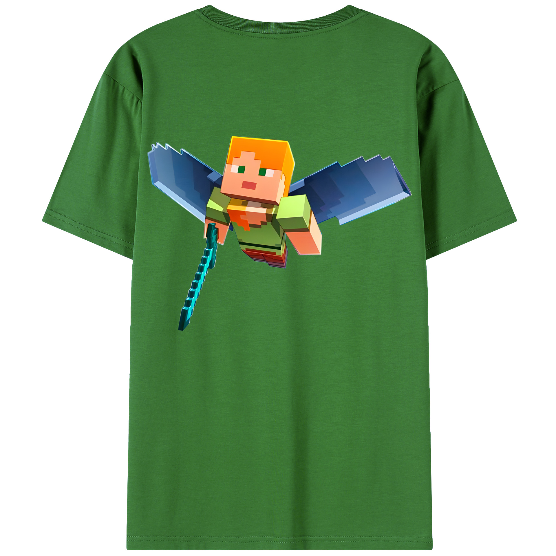 （画像用） マインクラフト ブロックの世界 Minecraft MC Block world レディース半袖Tシャツ(バックプリント)